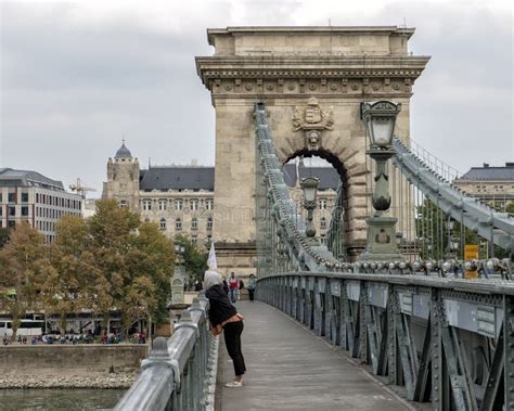 The Szechenyi Chain Bridge Spanning The River Danube Between Buda And
