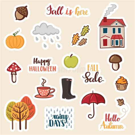 Fall Autumn Stickers Vector Illustration Stock Vector Illustration