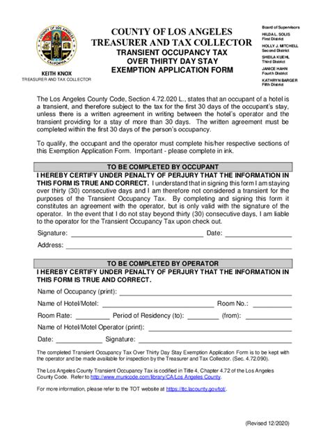City Of Los Angeles Transient Occupancy Tax Fill Out Sign Online