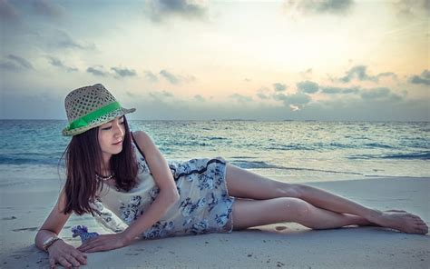 1920x1080px 1080p Free Download Beautiful Oriental Brunette Beach Sand Girl Oriental