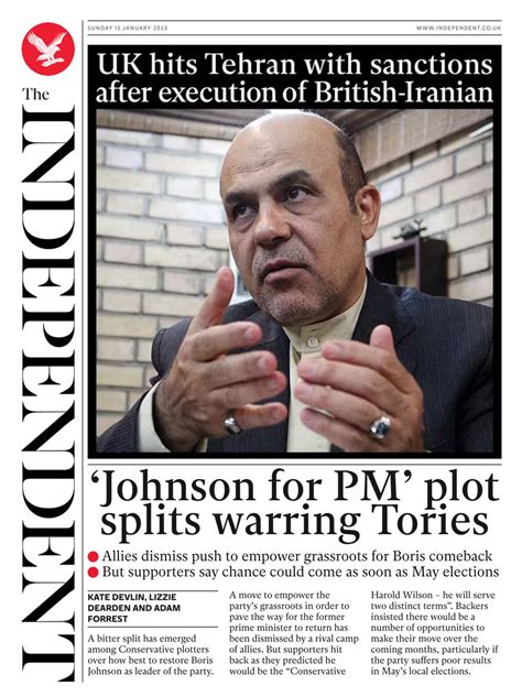 Independent On Sunday Front Page 15th Of January 2023 Tomorrow S