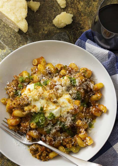 Ground Beef Skillet Pasta With Pesto And Ricotta Just A Little Bit Of