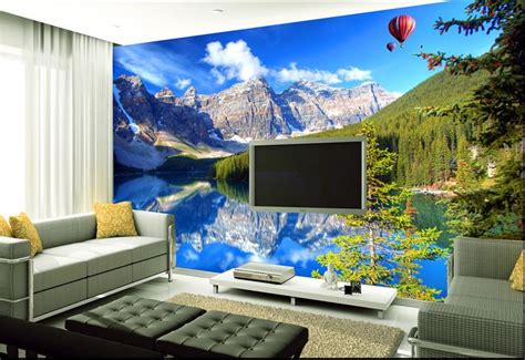 Custom Photo 3d Room Wallpaper Non Woven Mural Snow Mountain Lake