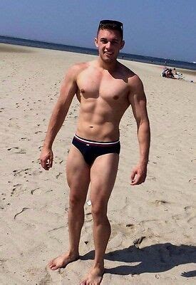 Shirtless Male Muscular Beefcake Beach Bare Feet In Speedo Photo Pinup X C Ebay