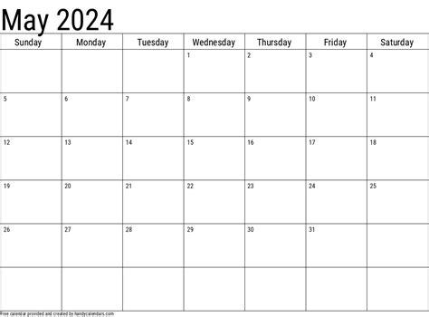 2024 May Calendars Handy Calendars