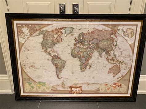 National Geographic World Executive Wall Map Poster Framed Sell My