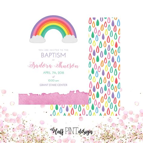 Editable Template Minimalist Rainbow Watercolor Pr1 Printable Baptism