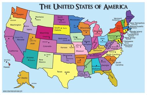 Map Of State Capitals Printable It Assists Students To Understand The