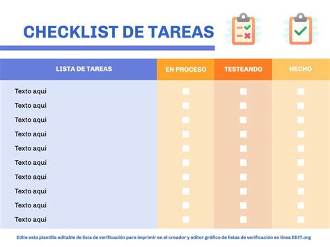 Plantillas De Listas De Verificación Editables Online Checklists