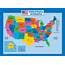 USA Map For Kids  Laminated United States Wall Chart 18 X 24