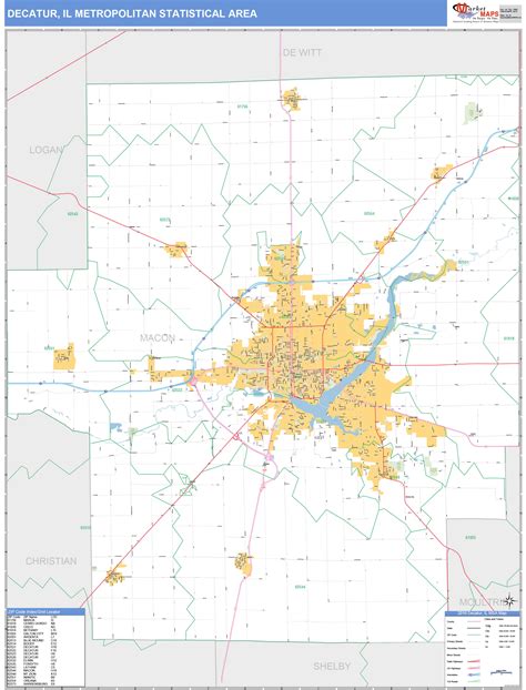 Decatur Il Metro Area Wall Map Basic Style By Marketmaps