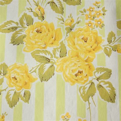 Yellow Floral Wallpaper Vintage Wallpaper Yellow Flower Wallpaper