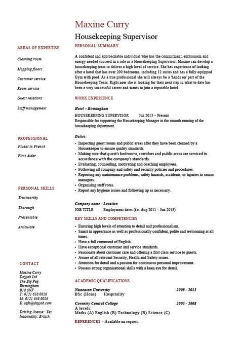 Have a look at our hotel manager job advertisement example written to. Resume Examples Housekeeping - Resume Templates