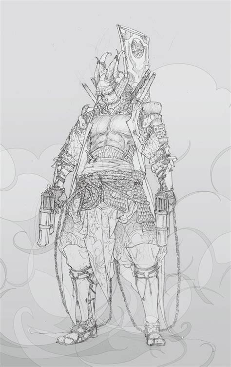 Bideo Yoshimitsu Character Design Sketches Samurai Artwork Warrior