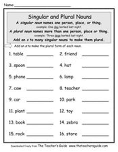 First, we will look at singular nouns ending with s, ss, ch, sh, x, or z.if a singular noun ends with s, ss, ch, sh, x, or z, add es to the end of the noun. Singular and Plural Nouns 4 Worksheet for 2nd - 4th Grade ...