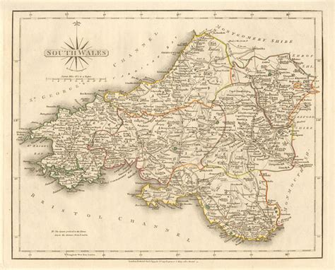 Antique Map Of South Wales By John Cary Original Outline Colour 1793 Old