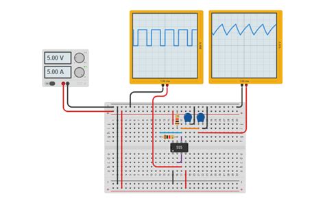 Circuit Design Astable Multivibrator Using 555 Timer Tinkercad
