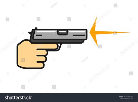 Hand Holding Gun Shooting Flat Cartoon Stock Illustration