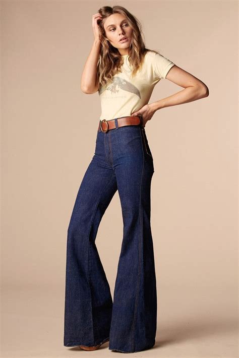 High Waisted Bell Bottom Denim 70s Inspired Fashion 70s Fashion Look