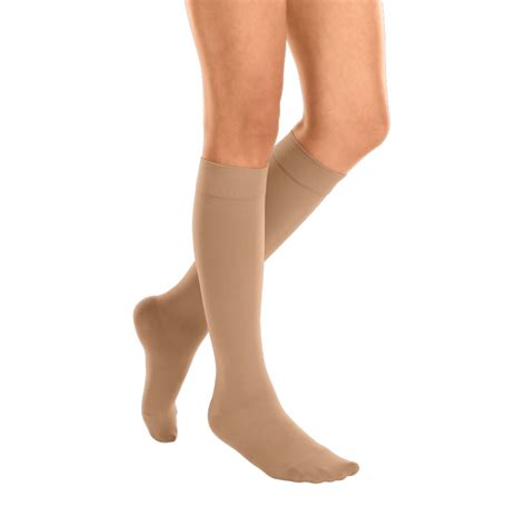 Mediven®️ Cotton Below Knee Compression Stockings Open Toe Caramel