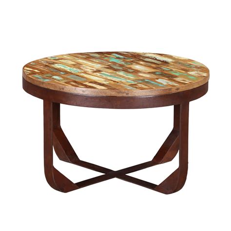 We bleached the teak and large reclaimed pine wood coffee table with distressed black finish size: Reclaimed Wood Industrial Round Coffee Table