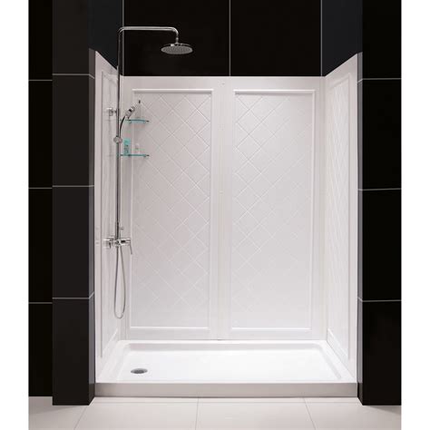 Dreamline Qwall 5 White 2 Piece Alcove Shower Kit Common 34 In X 60