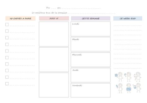 Ce planning, coordonné avec les horloges synopte, est pratique et facile à utiliser. Week planning | Agenda de la semaine | Organisation ...