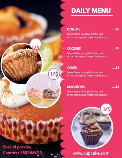 Disarankan korang order air mineral/plain water shj. Bakery and Deli menu price list template - pink. | Cake ...
