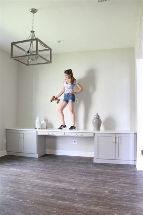DIY Office Built-in Desk with Shaker Doors - Frills and Drills