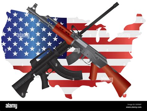 Angriff Gewehre Ar 15 Und Ak 47 Semi Automatische Waffen Auf Usa Karte