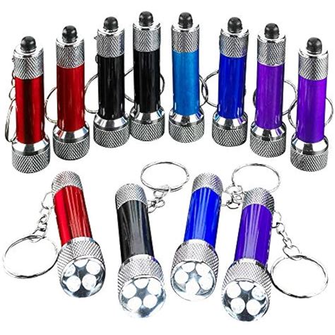 Mini Led Flashlight Keychains 12 Pack Assorted Colors 25 Inches