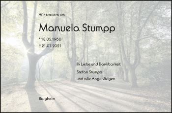 Traueranzeigen Von Manuela Stumpp Schwaebische De Trauerportal