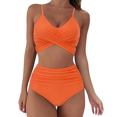 Buy Womens Summer Sexy Solid Color Split Two Piece Halter Bikini Swimsuit At Affordable Prices