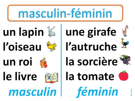 Le Cahier De Français Le Nom Masculin Ou FÉminin Des Choses