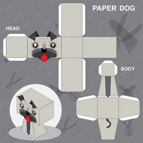 Plantilla De Perro De Papel Vector Premium