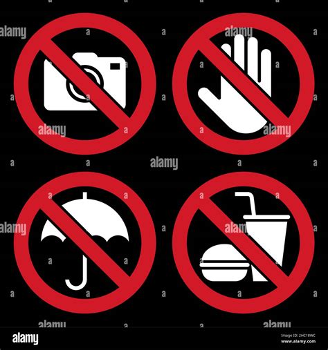 No Camera Do Not Touch Umbrella Not Allowed No Food And Drink Sign