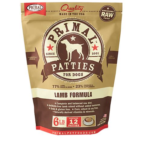 Choose the type of raw meaty bone you're feeding. Primal Dog Frozen Lamb Patties 6 lb
