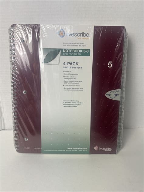 Livescribe New 4 Pack 85 X 11 Notebooks Dot Paper 5 8 Ebay