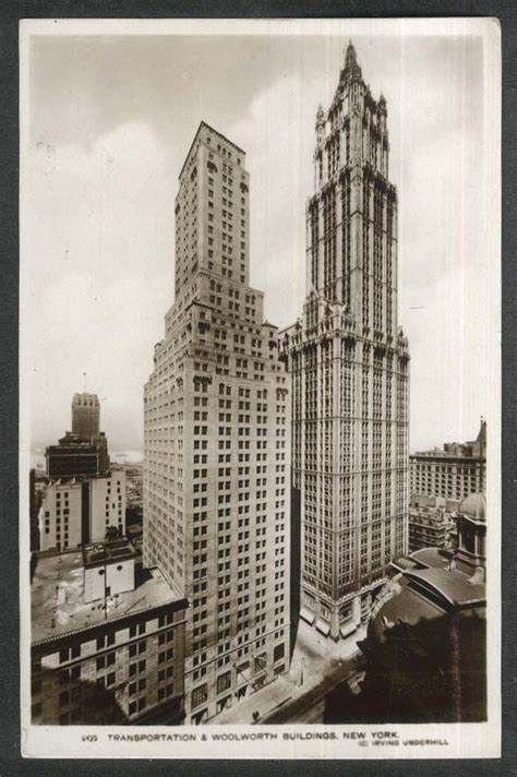 Underwood Transportation Woolworth Buildings New York Ny Rppc Postcard