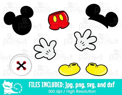 Mickey Head Body Hands Shoes Svg Mickey Head And Body Svg Etsy