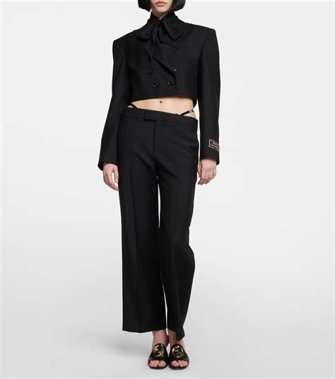 Cropped Mohair And Wool Jacket In Black Gucci Mytheresa