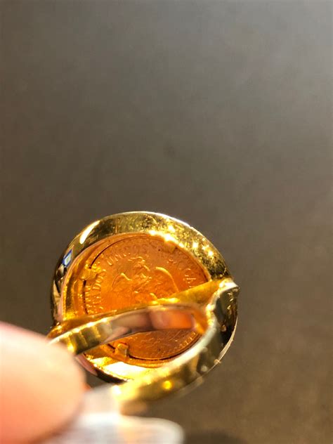 14k Yellow Gold Dos Pesos Ring Etsy