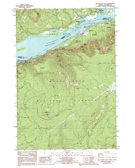 Multnomah Falls Topographic Map 124000 Scale Oregon