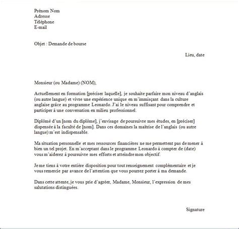 Exemple de lettre de motivation pour une demande de bourse Leonardo
