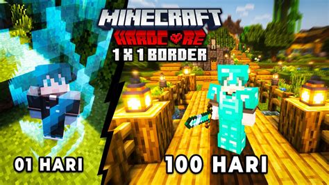 100 Hari Di Minecraft Hardcore Tapi 1x1 Border YouTube
