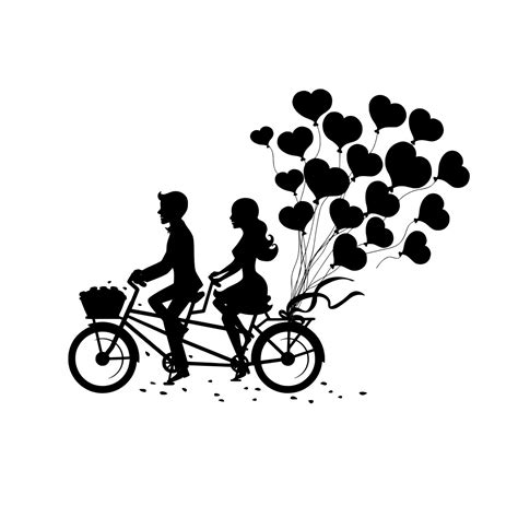 Laser Engraving Romantic Couple On Tandem Bike Free Vector Cdr Download