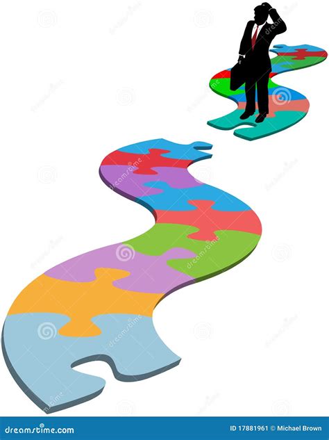 Business Man Find Missing Piece Puzzle Path Stock Image Image 17881961