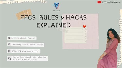 FFCS RULES AND HACKS EXPLAINED VIT FFCS FFCS EXPLAINED VITRENDZ
