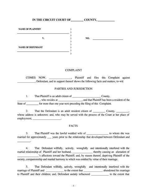 Alienation Of Affection Form Fill Out And Sign Printable Pdf Template