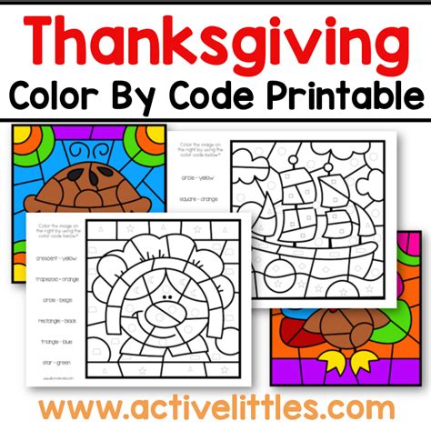 Thanksgiving Color by Code Printable  Active Littles